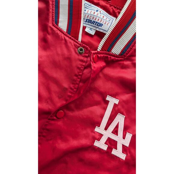 LA Dodgers 90s STARTER satin bomber BLOODS jacket XL red MLB baseball vintage - Picture 2 of 7